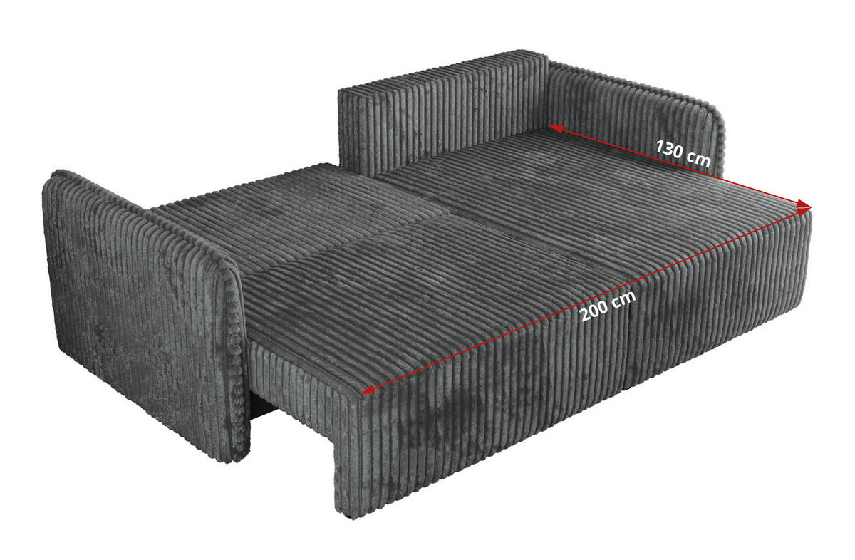 ECKSCHLAFSOFA MESTO L Dunkelgrau Cord - links - Dunkelgrau/Schwarz, Kunststoff/Textil (227/147cm) - MKS