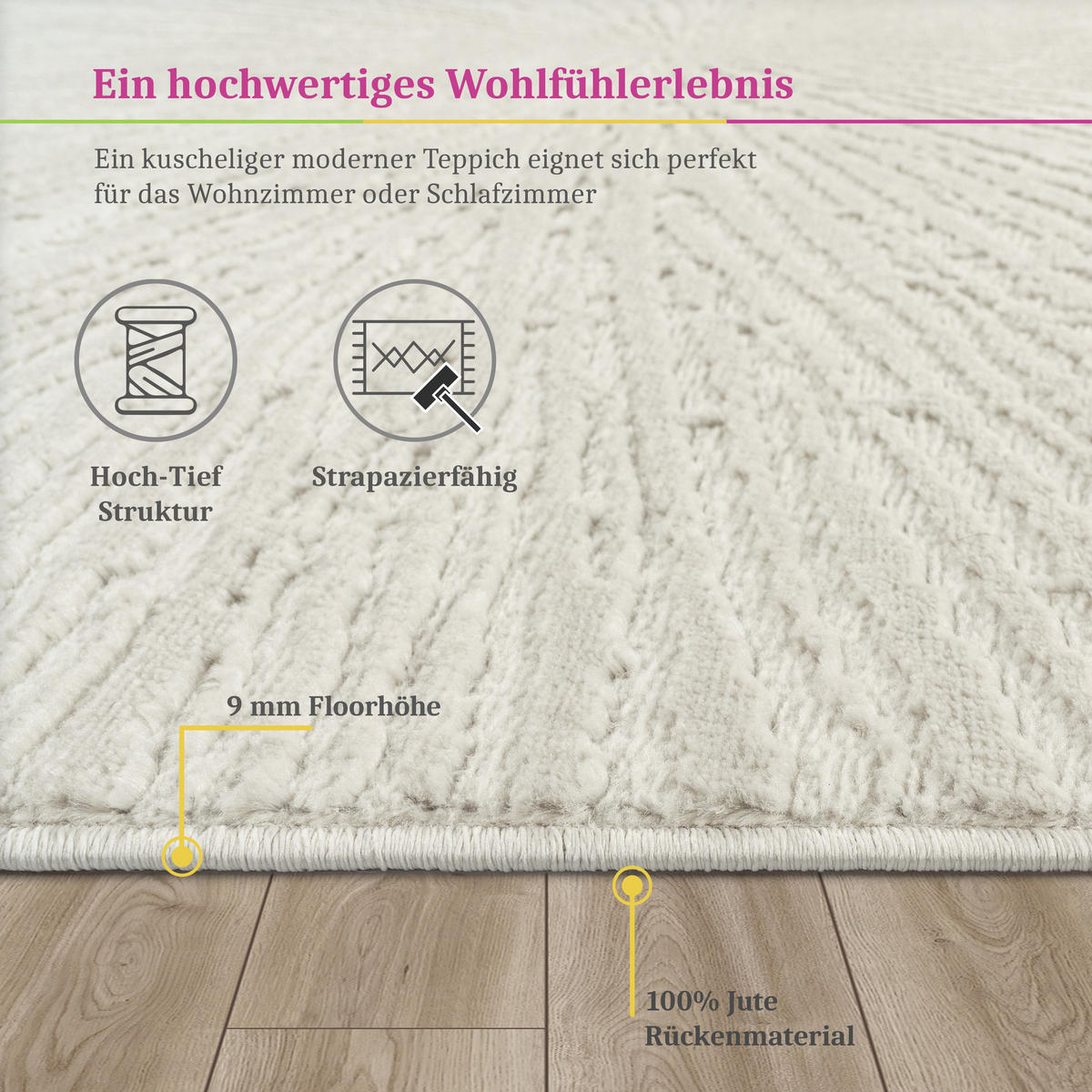 KURZFLORTEPPICH 230/320 cm Tinos 573 - Creme, Textil (230/320cm) - Paco Home