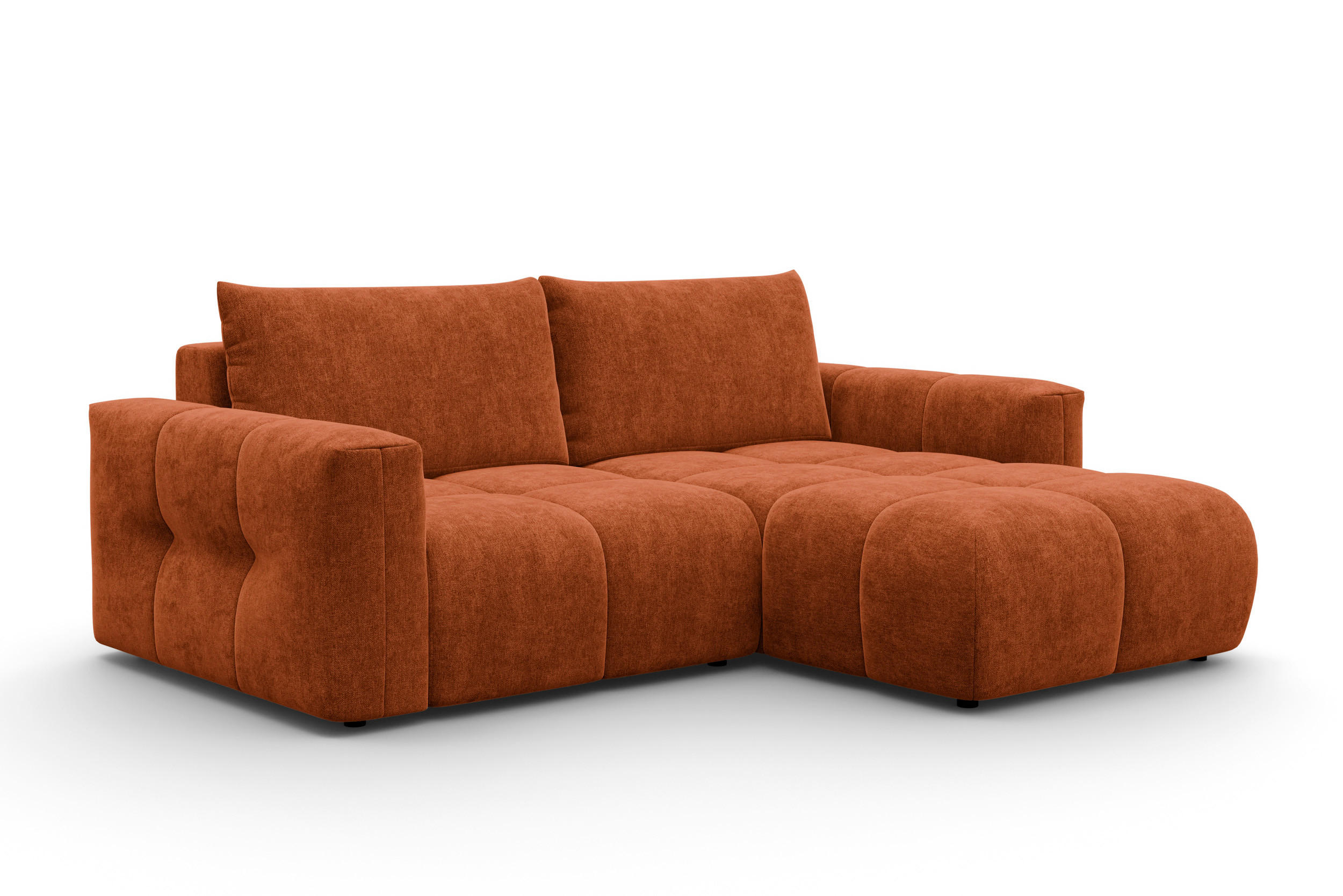 ECKSOFA VERONA 3-Sitzer rechts, Orange - Schwarz/Orange, Holz/Textil (224/173cm) - Courtois Laville
