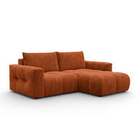 ECKSOFA VERONA 3-Sitzer rechts, Orange - Schwarz/Orange, Holz/Textil (224/173cm) - Courtois Laville