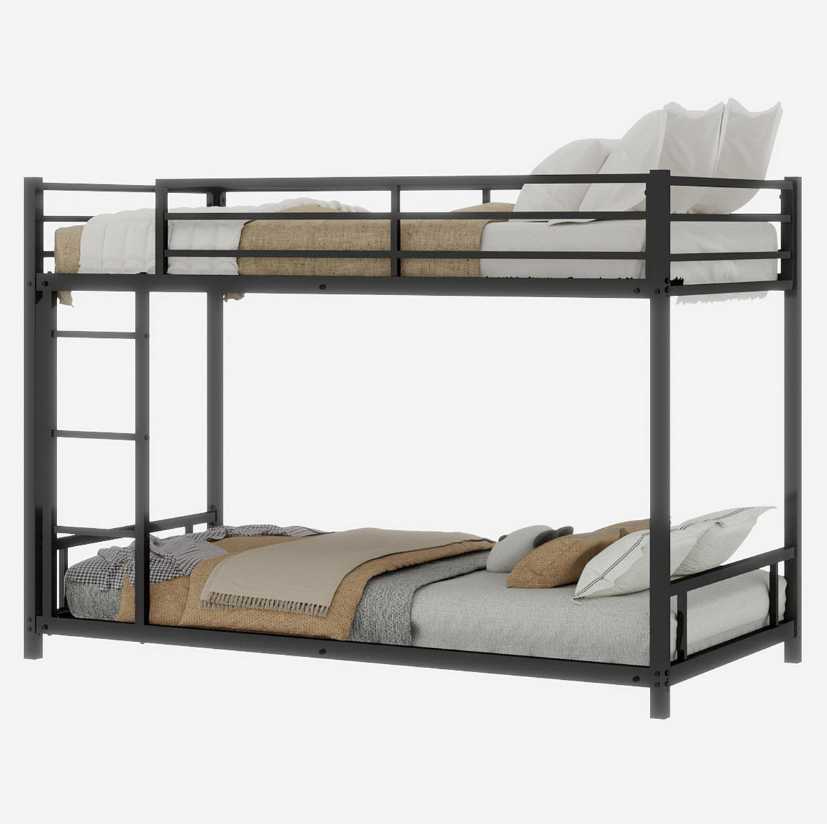 ETAGENBETT 197/98/136 cm aus Metall mit integrierter Leiter Schwarz - Schwarz, Metall (90/190cm) - Modenvie
