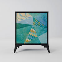 SIDEBOARD SPECTRUM SPLENDOR, Schwarz, 57,5x42x70,5 cm, Schwarze Metall-Sternfüße - Multicolor/Schwarz, Holzwerkstoff/Metall (57.5/70.5/42cm) - SpaceRebels