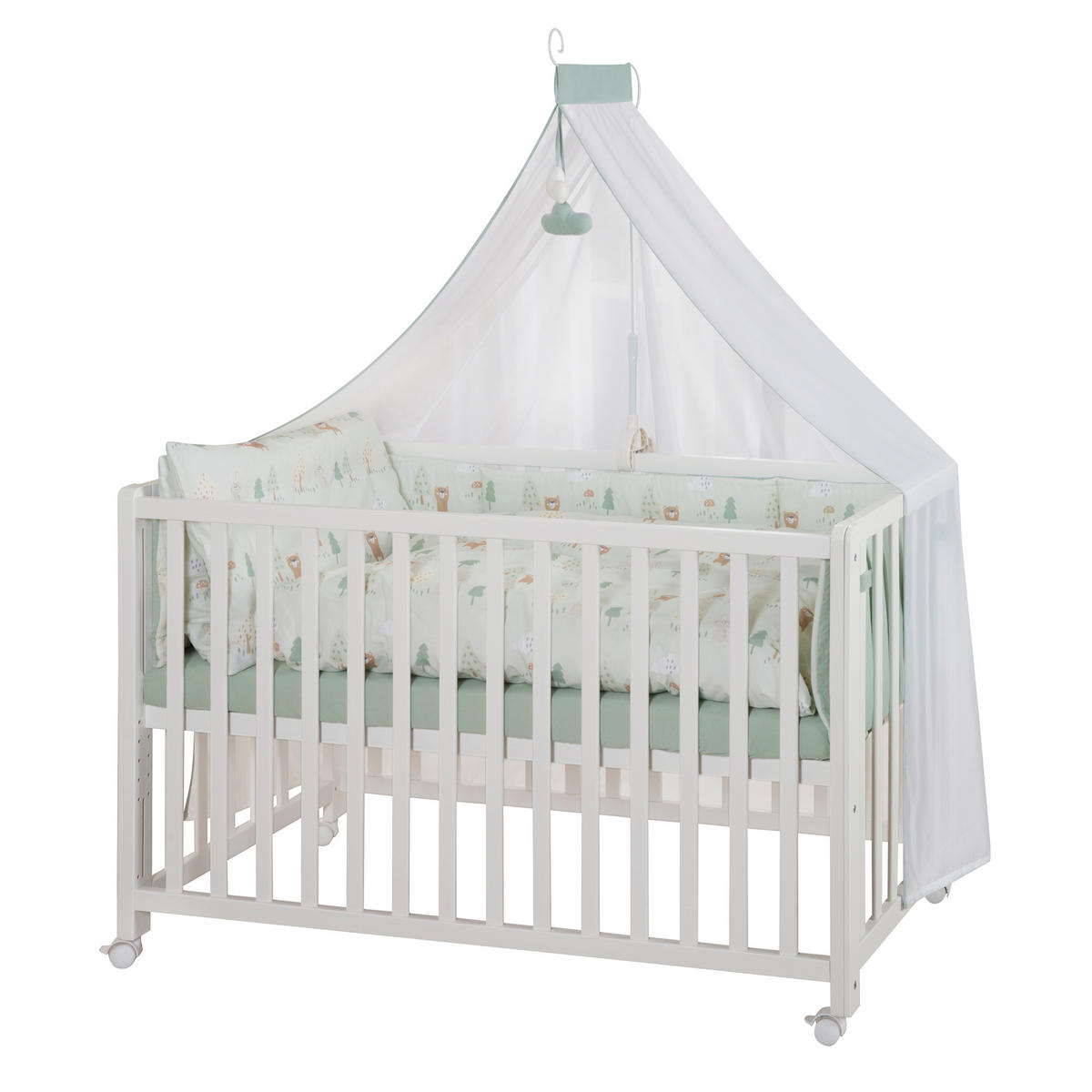 BABYBETT Woodland Buddies 5er-Set 60 x 120 cm - Weiß, Holzwerkstoff/Textil (60/120cm) - Roba