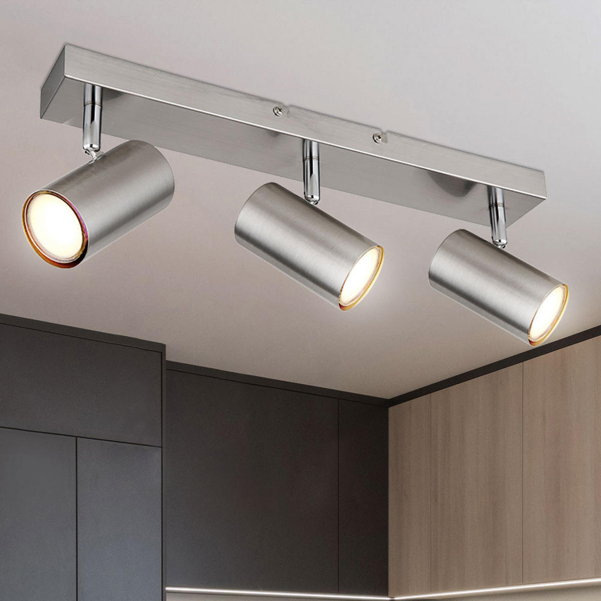DECKENLEUCHTE Silber Bewegliche Spots - Silberfarben, Metall (41/6/12cm)