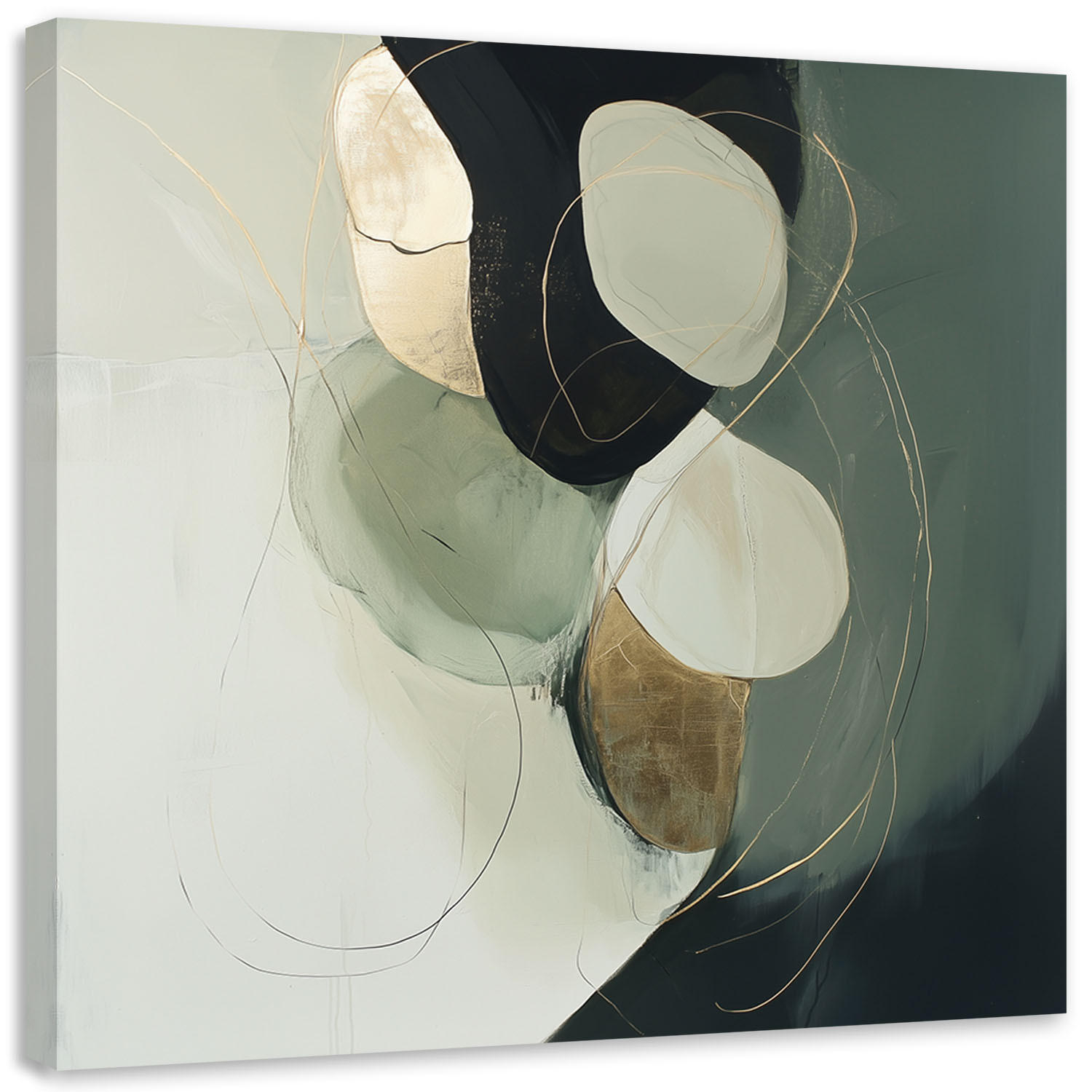 LEINWANDBILD Abstrakte grüne Farbspritzer 60x60cm - Grün, Textil (60/60cm) - Feeby