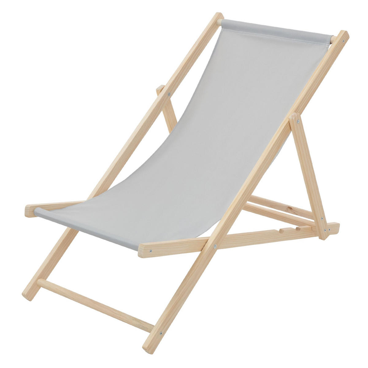 LIEGESTUHL samt Hellgrau - Grau, Holz (52/83/117cm) - ECD-Germany