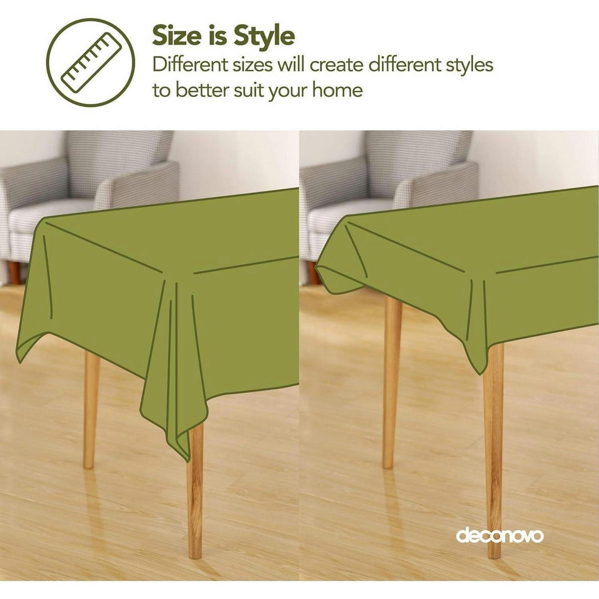 TISCHDECKE Leinenoptik Wasserabweisend Grün 130 x 280 cm - Olivgrün, Textil (280/130/1cm)