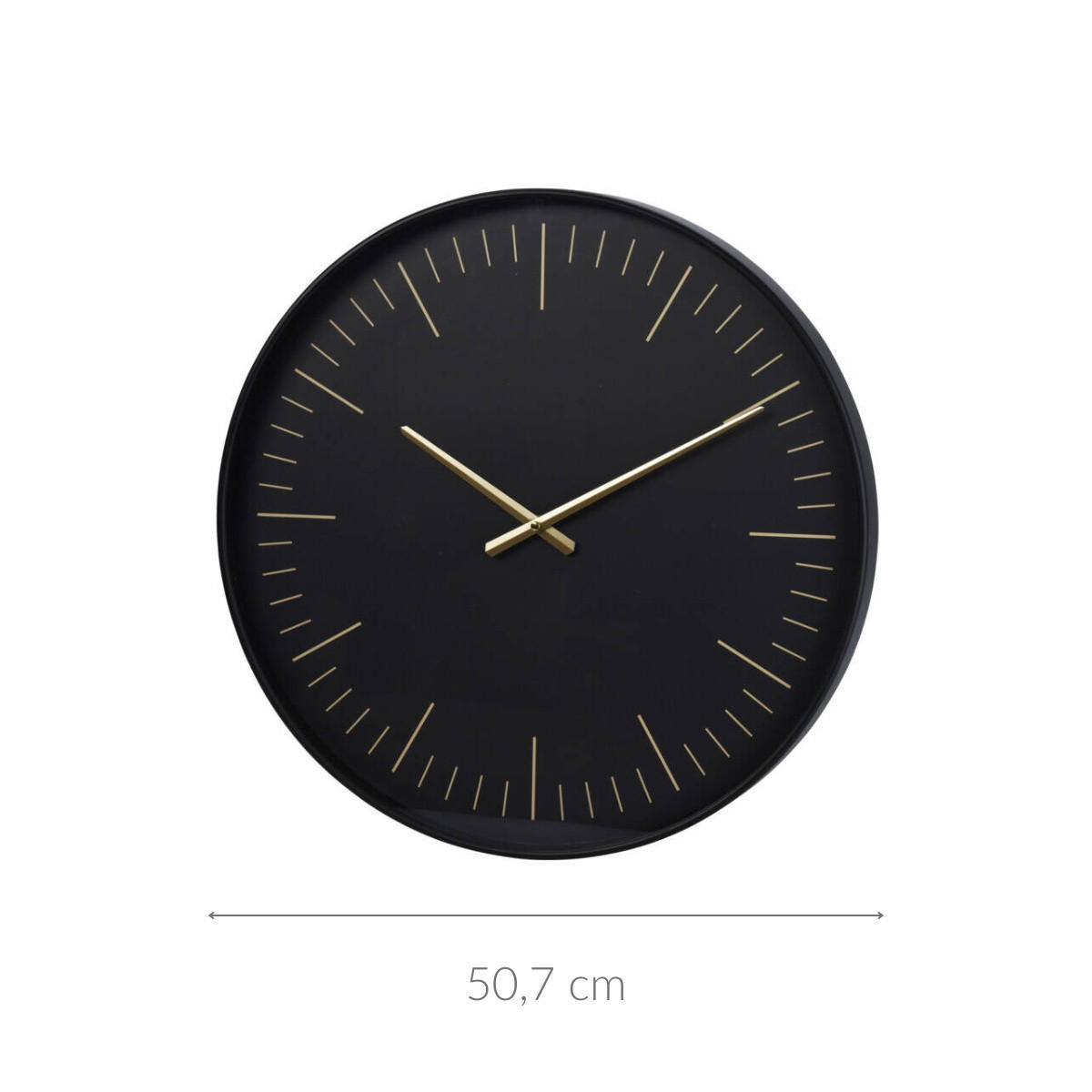 WANDUHR Moderne mit goldenen Zeigern Ø 50,7 cm - Schwarz, Kunststoff (50.7/50.7/50.7cm) - Home Styling Collection