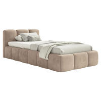 POLSTERBETT Cloudy Low Beige Samt, Bettkasten & Lattenrost, 90x200 cm - Beige/Schwarz, Kunststoff/Textil (90/200cm) - Selsey