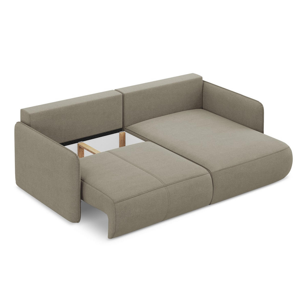ECKSOFA mit Schlaffunktion Strukturstoff Stoff Beige - Beige/Schwarz, Kunststoff/Textil (207/148cm) - LaMiaSofa