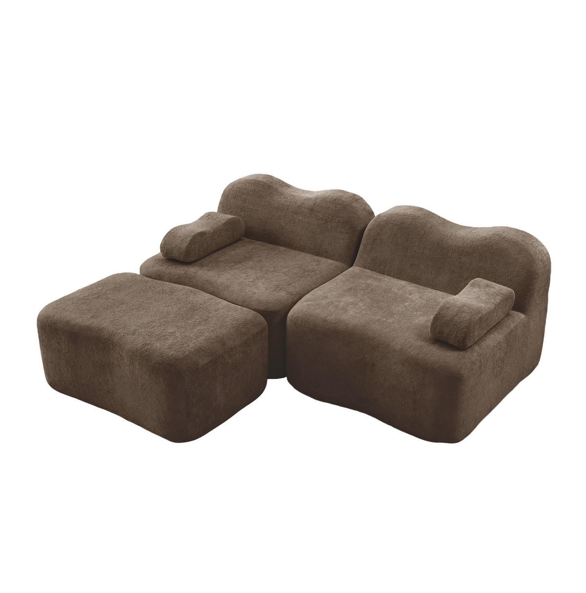 SOFA modular mit Hocker Samt Braun - Braun, Textil (167/192cm) - Meubliv