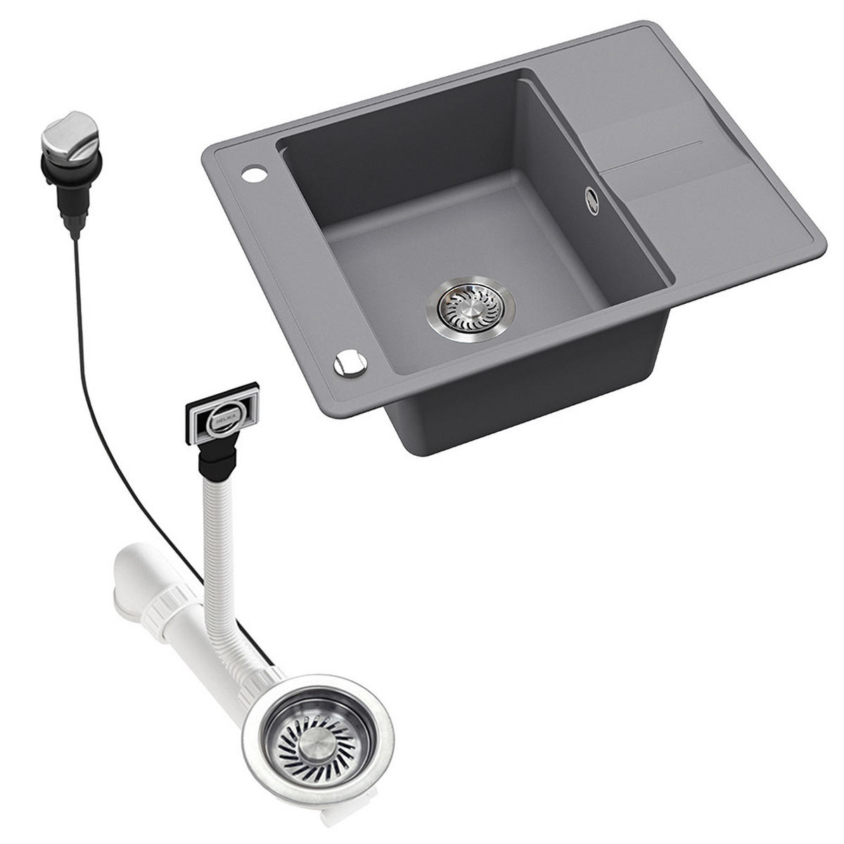 SPÜLBECKEN Osaka Grau 67 x 50 cm - Grau, Keramik (67/20/50cm) - Bergstroem