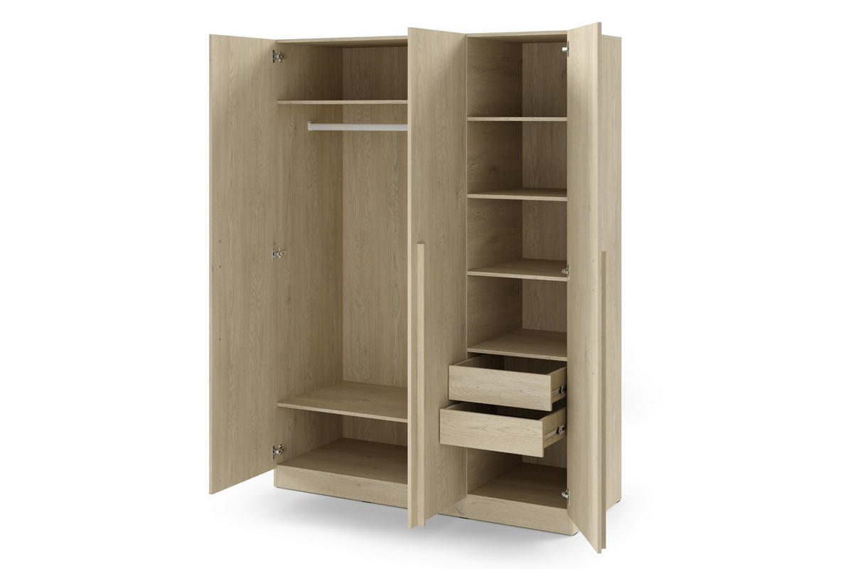 DREHTÜRENSCHRANK BRISSO BR2 150/210/60,5 cm in Eiche Ceremona mit Schubladen - Eichefarben, Holzwerkstoff (150/210/61cm) - Deine Möbel 24