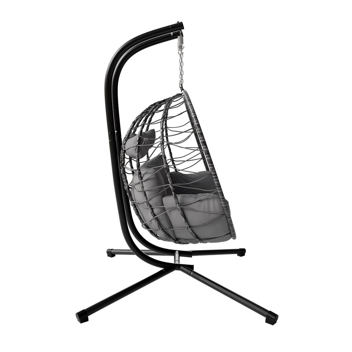 XXL-KORBHÄNGESESSEL Aria grau inkl. waschbare Bezüge - Grau, Kunststoff/Metall (130/197/127cm) - Juskys