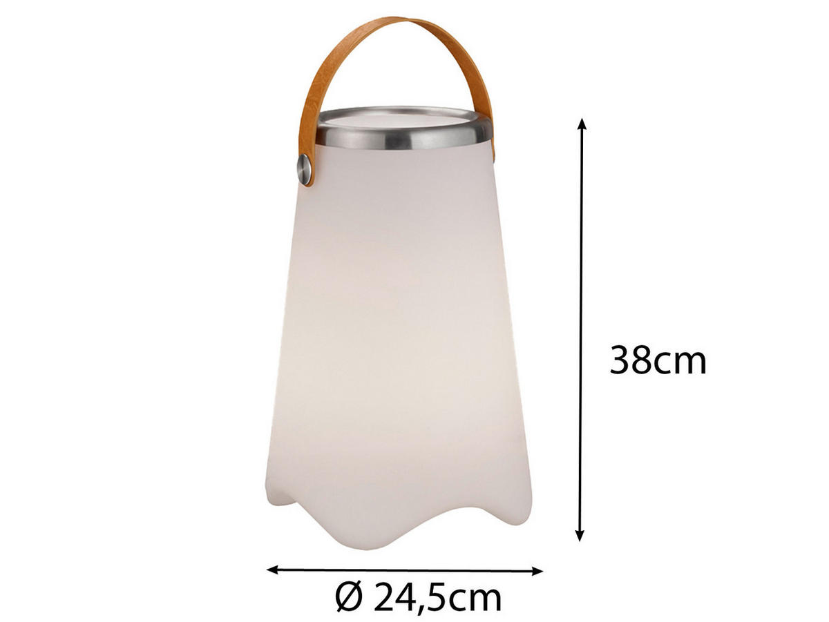 AKKU-TISCHLEUCHTE LED mit RGB Beleuchtung, Bluetooth Lautsprecher & Weinkühler Partylicht, Höhe 38cm - Weiß, Kunststoff/Metall (25/25/38cm) - meineWunschleuchte