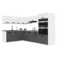 KÜCHENZEILE Italia 8 420 cm , mit Arbeitsplatten, Weiß-Grau Matt - Weiß/Grau, Holz (420/143/60cm) - B BELINI GROUP