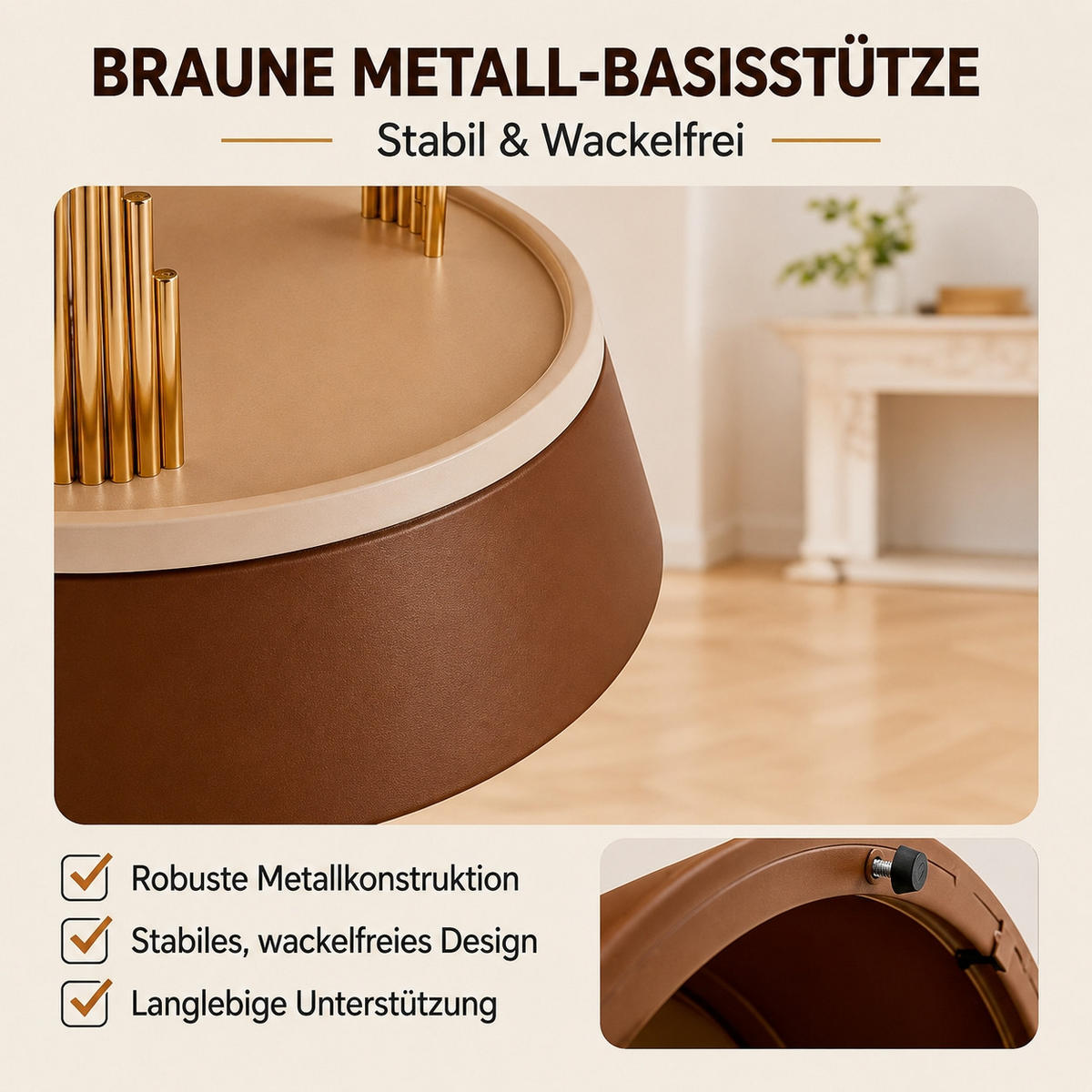 COUCHTISCH-SET DE-37352 2er-Set mit Glasplatte und Nesting-Design Braun - Braun, Metall (70/48/60cm) - ComfortXL
