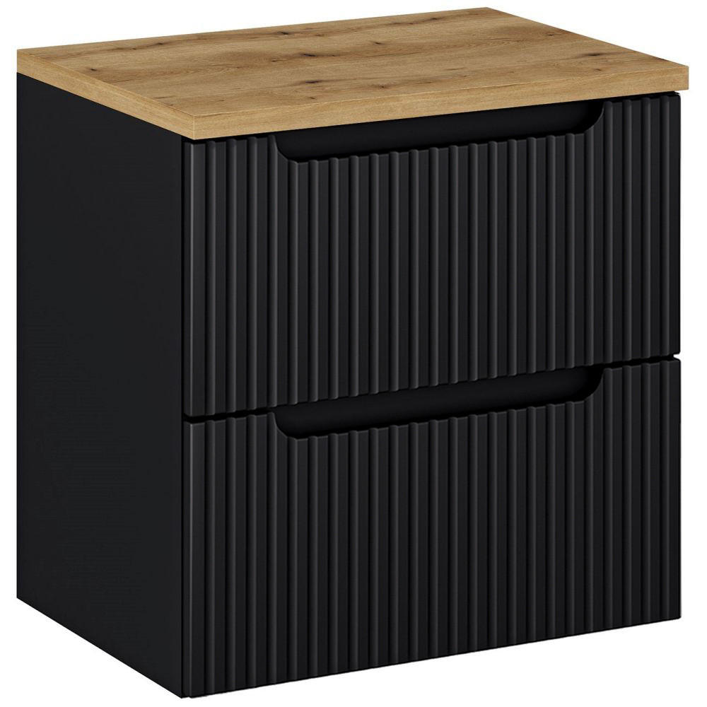 WASCHBECKENSCHRANK Newport-56 - Schwarz, Holzwerkstoff (60/60/40cm) - Lomado