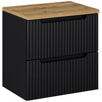 WASCHBECKENSCHRANK Newport-56 - Schwarz, Holzwerkstoff (60/60/40cm) - Lomado