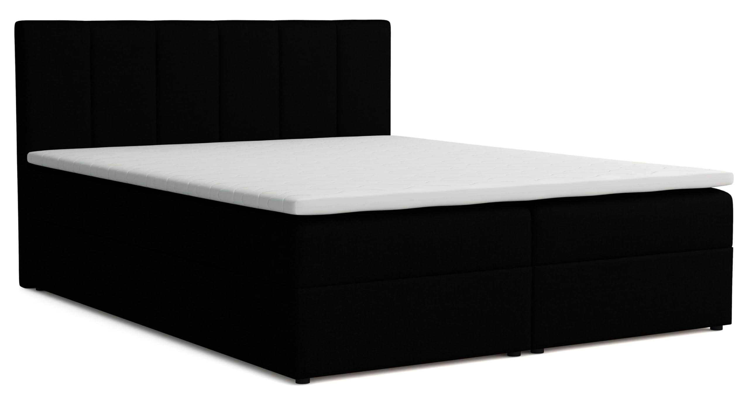 BOXBETT LISA mit Bettkästen H2/H3 Matratze 180 x 200 cm - Schwarz, Holzwerkstoff (180/200cm) - VENASI MÖBEL