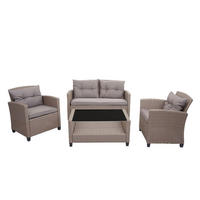 XXL POLY-RATTAN GARNITUR 4-TLG Braun - Braun, Kunststoff - MCW