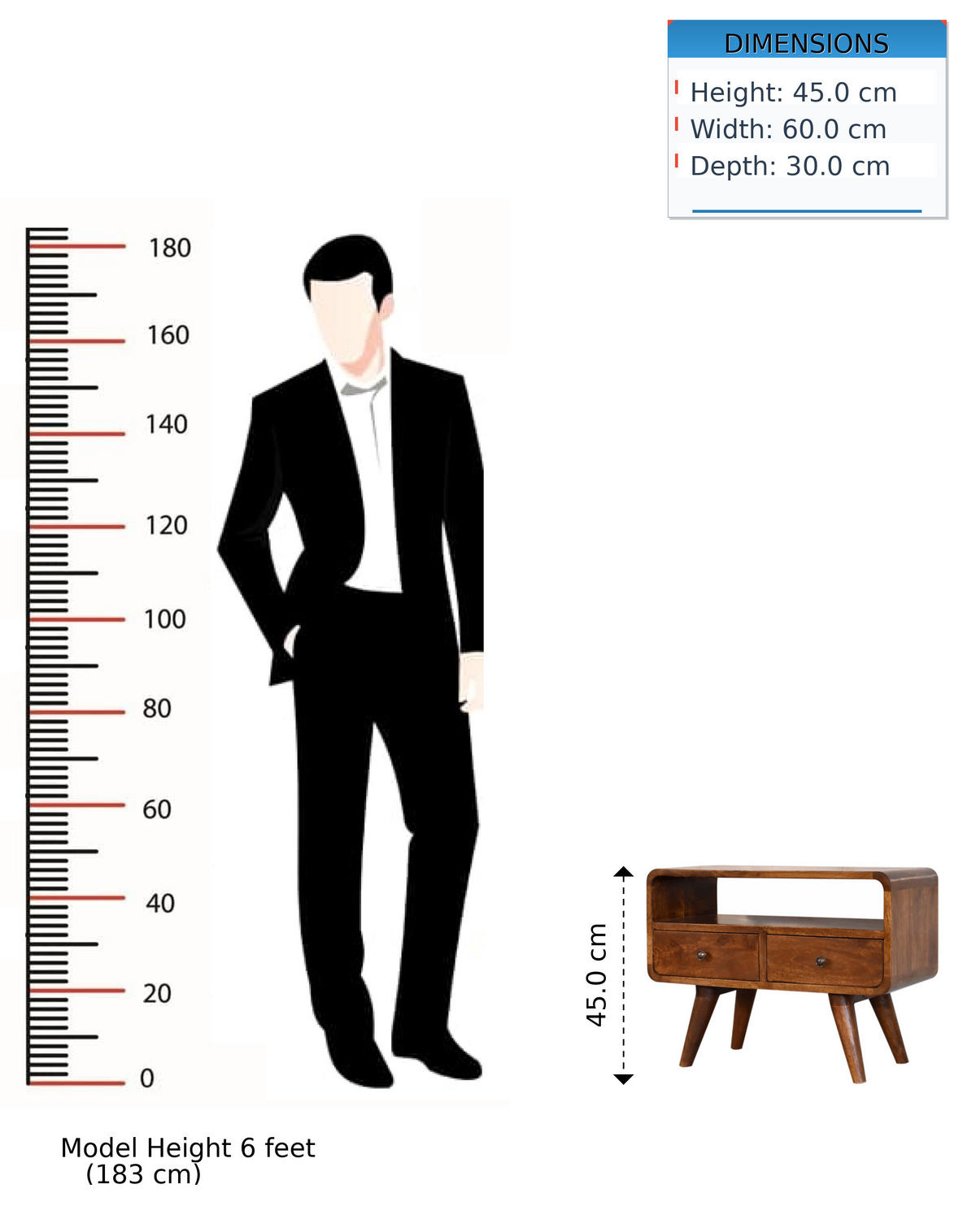 MEDIENANLAGE TV-Schrank aus Massivholz, 2 Schubladen, 1 offenes Regal, nordische Beine, Braun - Messingfarben/Braun, Holz/Metall (60/45/30cm) - Artisan Furniture