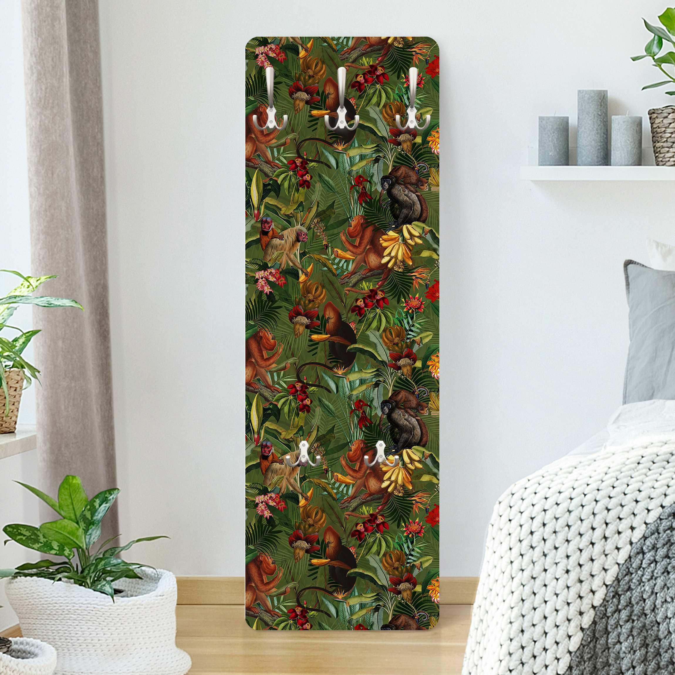 Thumbnail - Bilderwelten Wandgarderobe, Grün, Holzwerkstoff, Baum/Pflanze/Natur, Rechteckig, 34x105x1.6 cm, Garderobe, Garderobenlei...