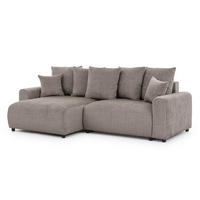ECKSOFA Calma mit Schlaffunktion und Bettkasten im Bumpy-Design aus weichem Taupe Chenille-Stoff - Ottomane links - Taupe/Beige, Holz/Kunststoff (140/239cm) - S-Style Möbel