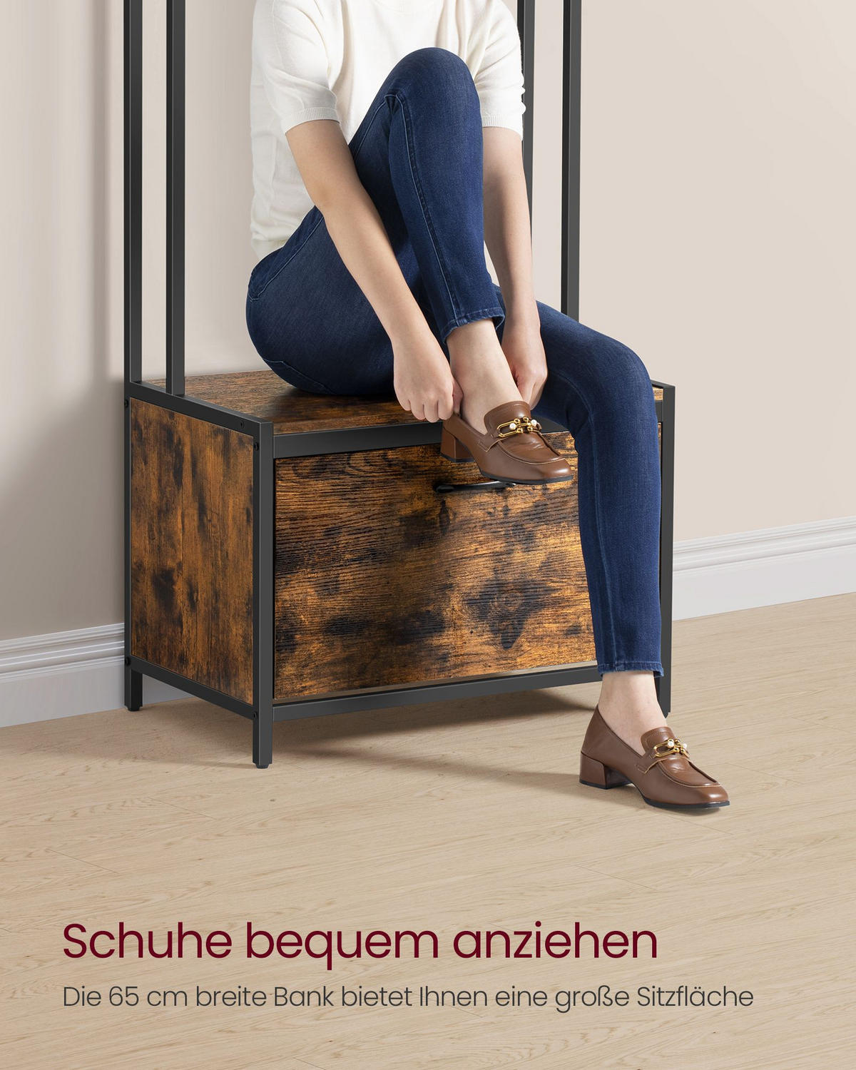 GARDEROBENSTÄNDER LISBON - Braun, Holzwerkstoff (65/170/40cm) - Hansiro