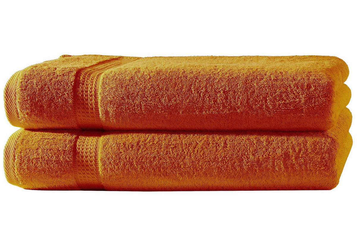 DUSCHTUCH 70x140 cm Frottier Handtücher im 2er Set aus 100% Baumwolle, Orange 500g/m2 - Orange, Textil (70/140cm) - Carpe Sonno