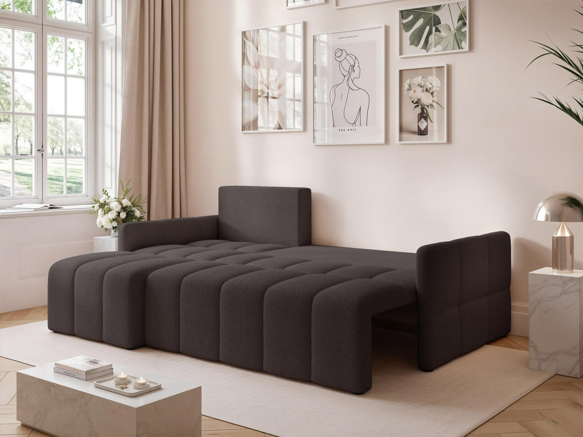 ECKSOFA LUPOO mit Schlaffunktion und Bettkasten Anthrazit - Anthrazit, Holzwerkstoff/Kunststoff (213/152cm) - Idohome