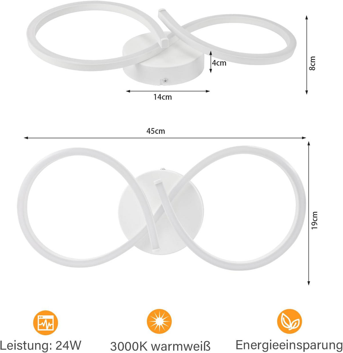 LED-DECKENLEUCHTE Sturmhag 19.0/8.0/45.0 cm - Weiß, Metall (45/19/8cm) - ZMH