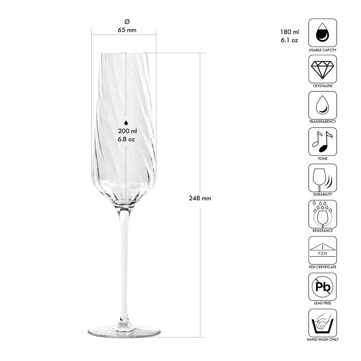 SEKTGLÄSER, 2er-Set, 200 ml - Transparent, Glas (0.2L) - Krosno Glass