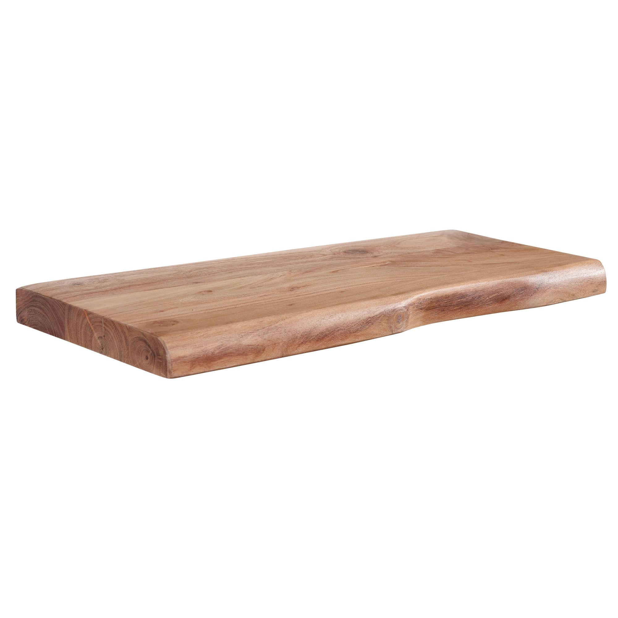 WANDREGAL Akazienholz Baumkante Rustikal, Beige 60x26x4 cm - Beige, Holz (60/4/26cm) - KADIMA DESIGN