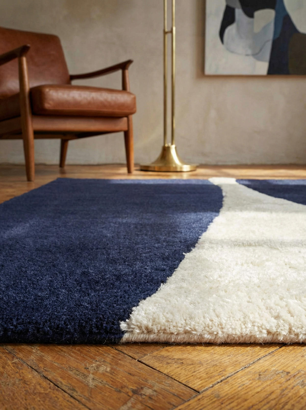 TEPPICH Wolle Viskose handgetuftet hoch-tief abstrakt HULL-Tickton, Dunkelblau 120x170 cm - Blau, Textil (120/170cm) - KADIMA DESIGN