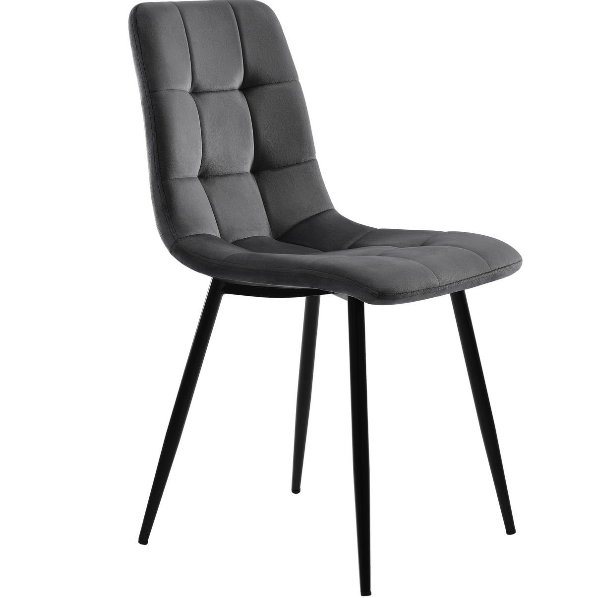 ESSZIMMERSTUHL gepolstert 44 x 41 x 86 cm Samt Grau 4er-Set - Schwarz, Metall (44/86/46cm) - Meubliv