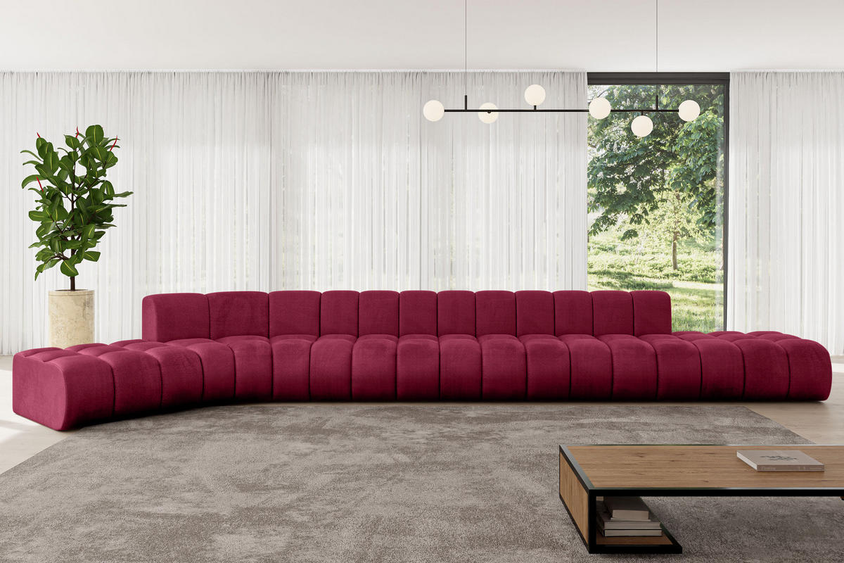 ECKSOFA modulares Sofa Solven-L3 - 562x174x70 cm Bordeauxrot - Bordeaux, Holzwerkstoff/Textil (562/174cm) - ALTDECOR