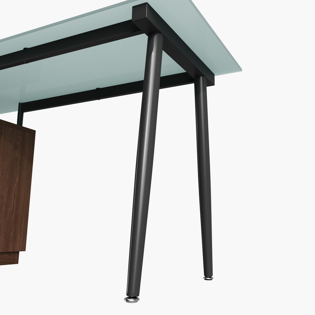 SCHREIBTISCH Braun 130/50/75 cm mit Glasplatte 3 Schubladen und offenem Fach - Braun, Metall (50/130/75cm) - PANGIVO