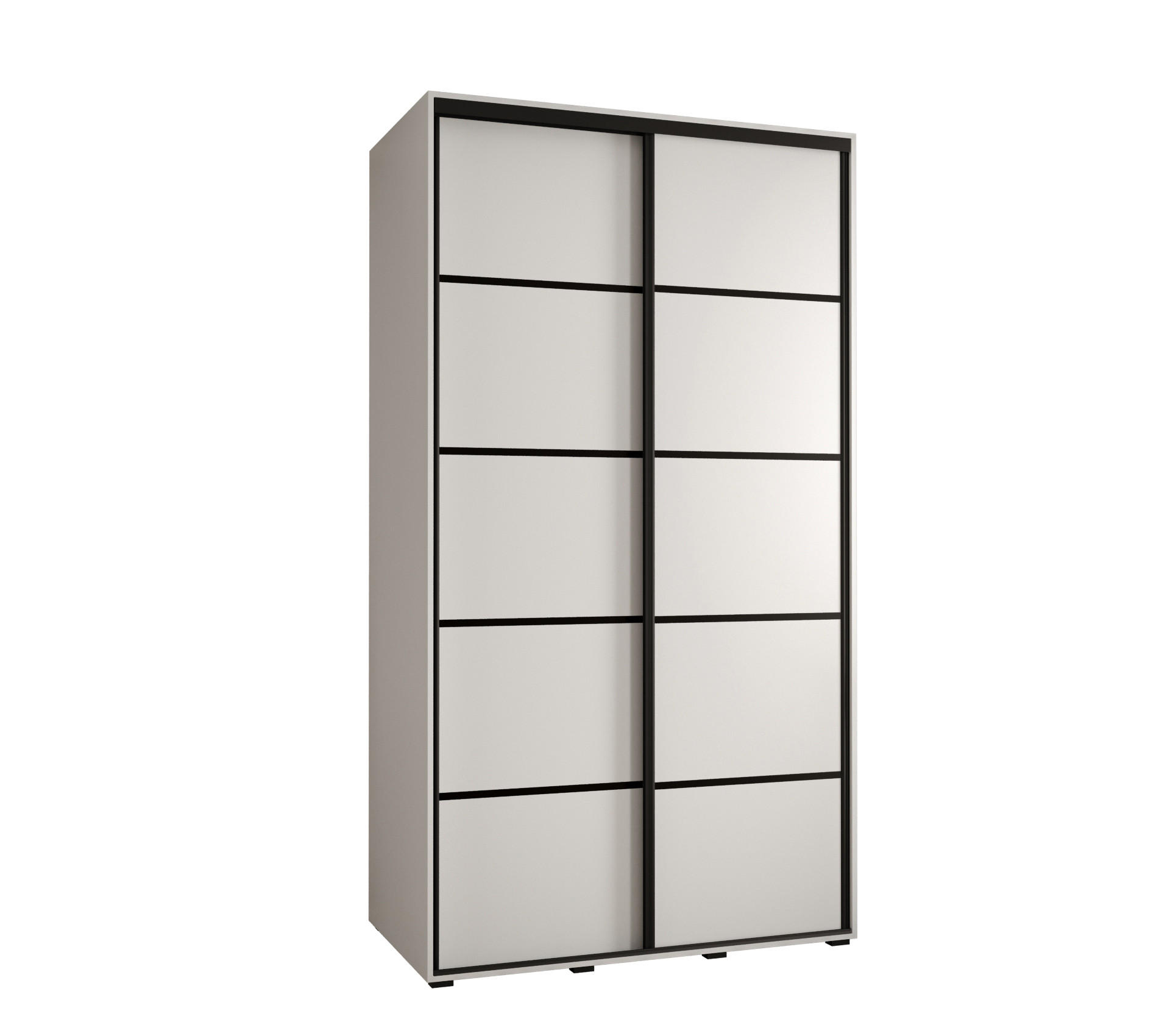 Abiks Möbel Schwebetürenschrank Weiß, Weiß, Schwarz 130x235x45 cm