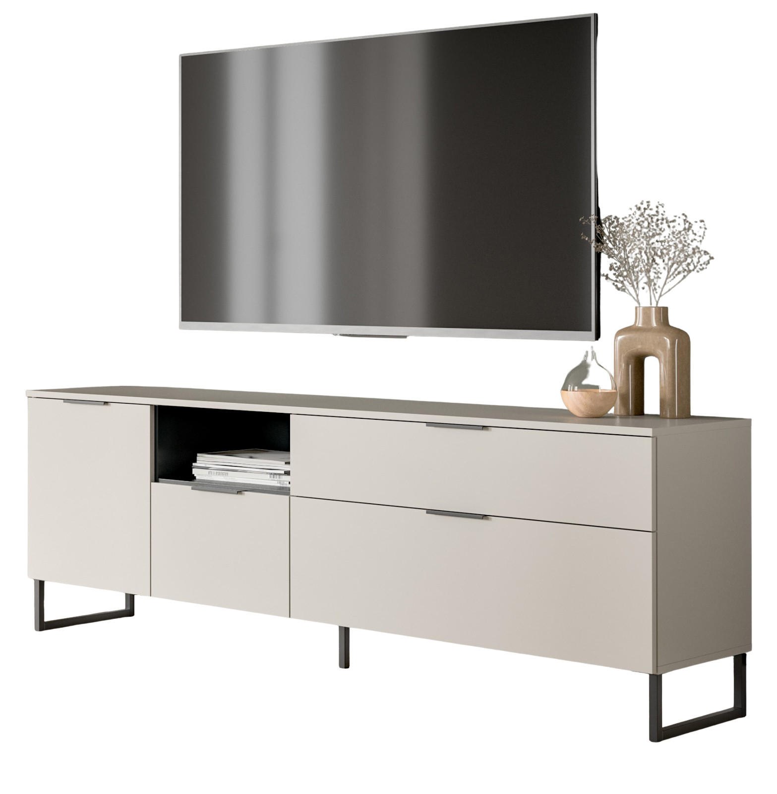 TV-LOWBOARD Kaschmir, schwarz, TV Unterteil 185 cm mit Soft-Close - Kaschmir/Schwarz, Holzwerkstoff/Kunststoff (185/64/41cm) - Inn.Furn