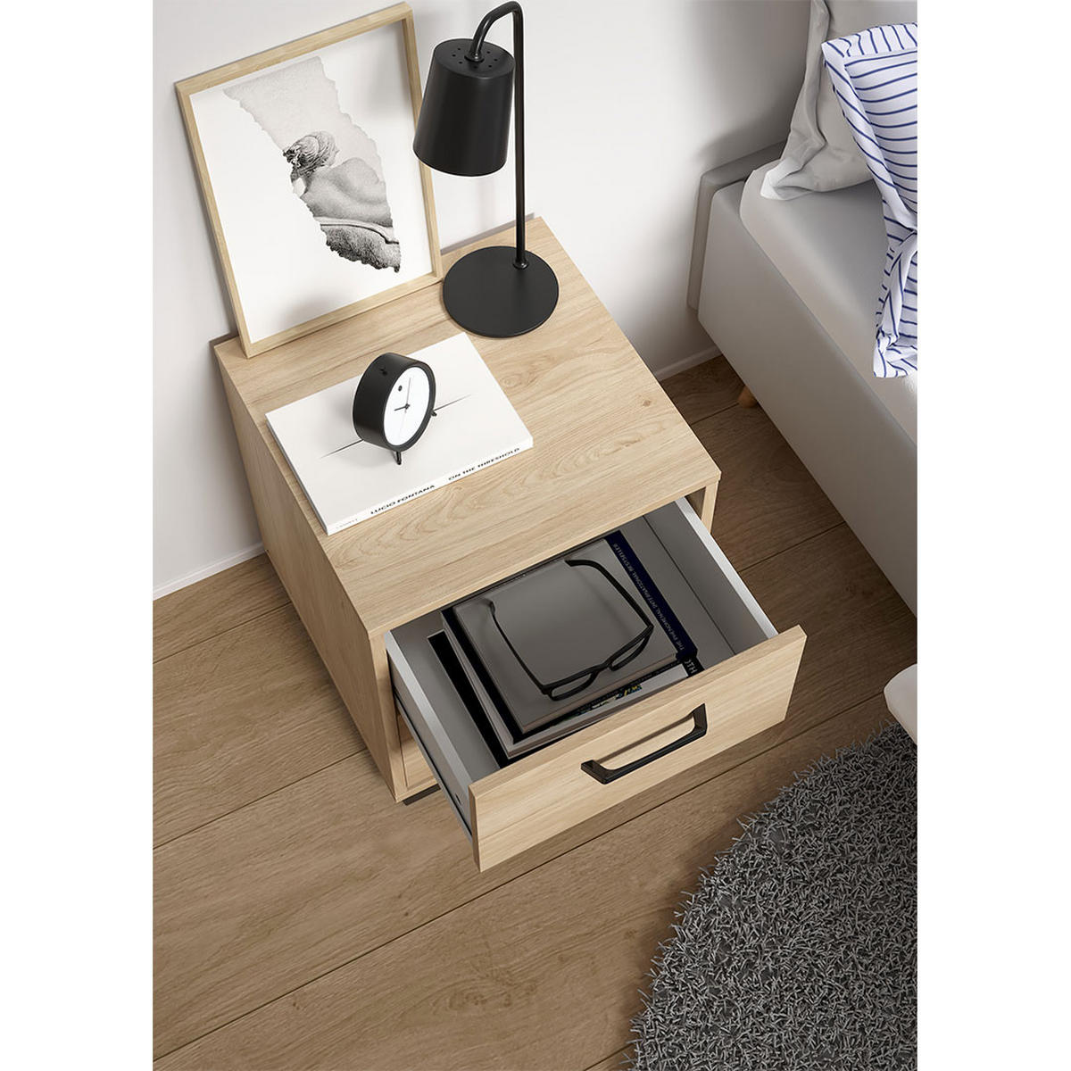 NACHTTISCH, Sofia, Eiche, Holzwerkstoff, 41 x 40 x 45 cm - Eichefarben, Holzwerkstoff (41/45/40cm) - ebuy24