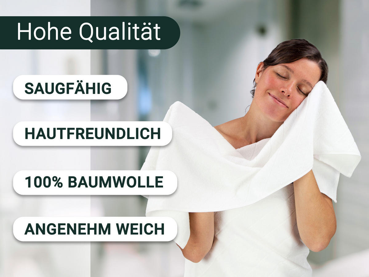 HANDTÜCHER, 4er-Set, 50x100 cm, 100% Baumwolle, Weiß - Weiß, Textil (50/100cm) - Zollner