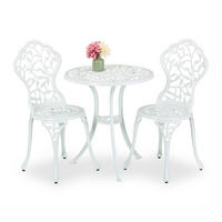 3-tlg.GARTENMÖBEL-SET - Weiß, Metall - Relaxdays
