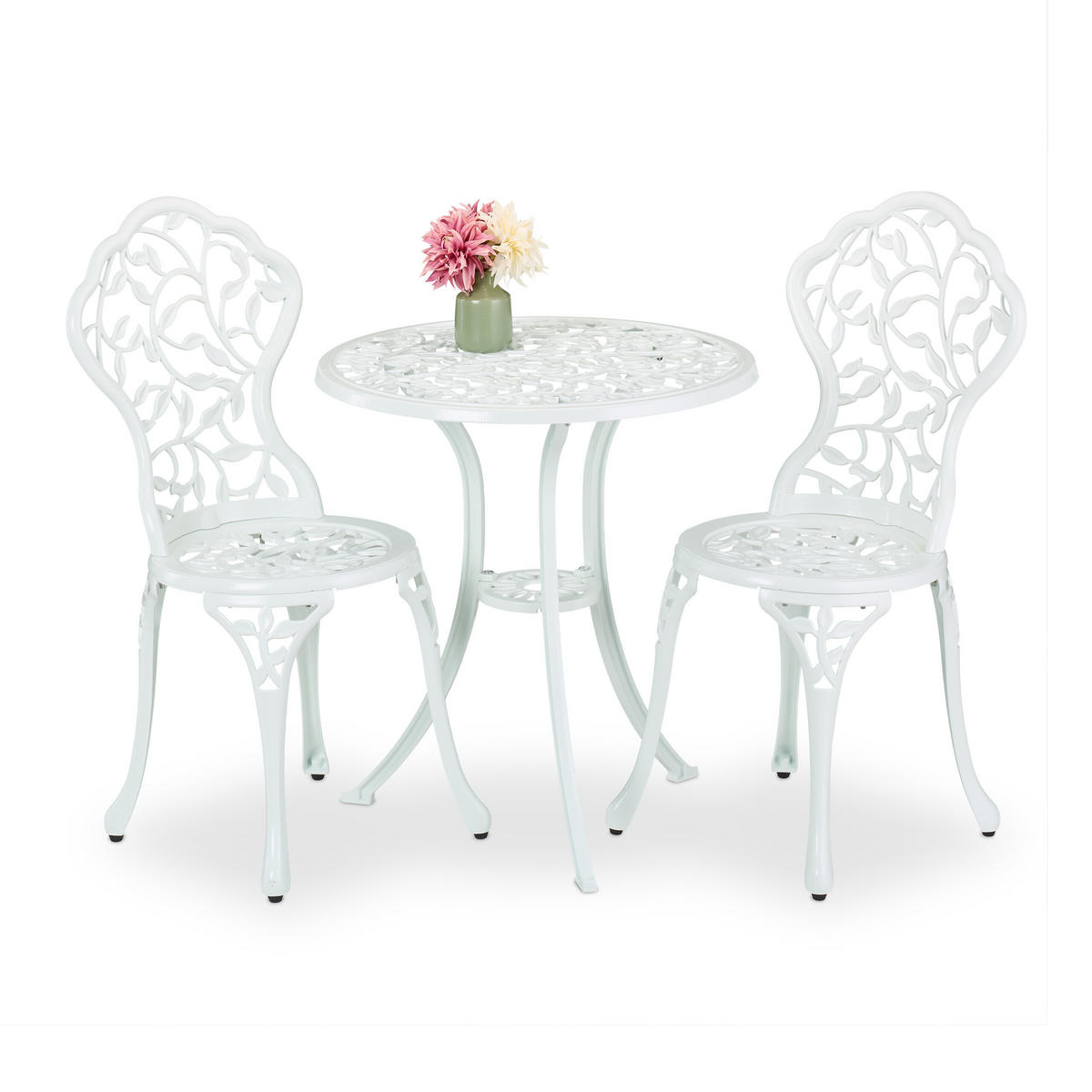 3-tlg.GARTENMÖBEL-SET - Weiß, Metall - Relaxdays