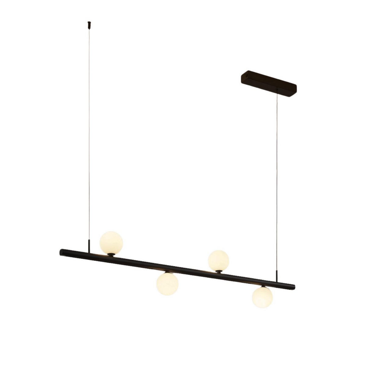 PENDELLEUCHTE MIT SPOTSTRAHLERN Lyne, Schwarz und weiß, 125cm - Weiß, Glas (125/125/8.5cm) - KOSILUM