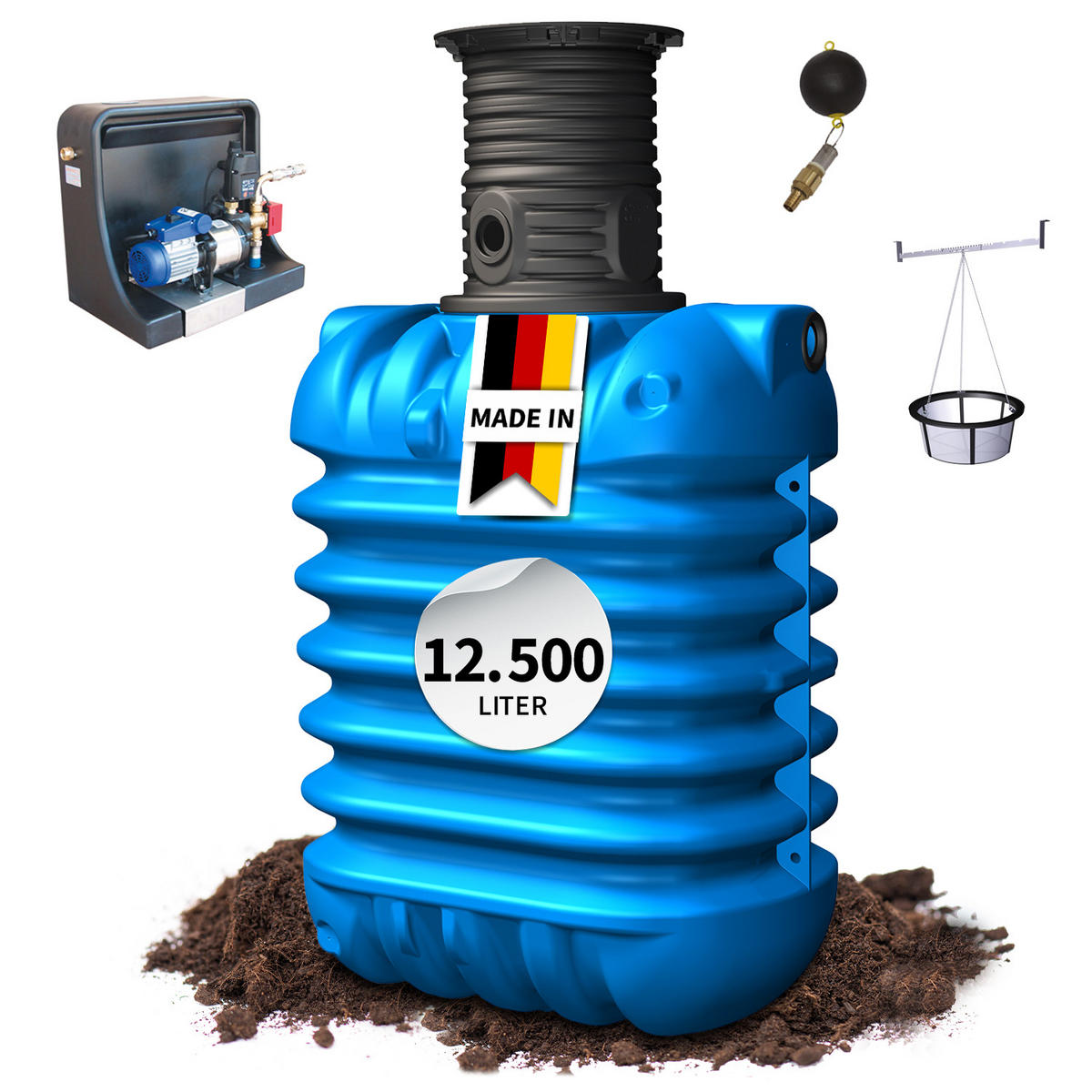 ERDTANK-PAKET 12500 L - Blau, Kunststoff (147/201/576cm) - 4rain