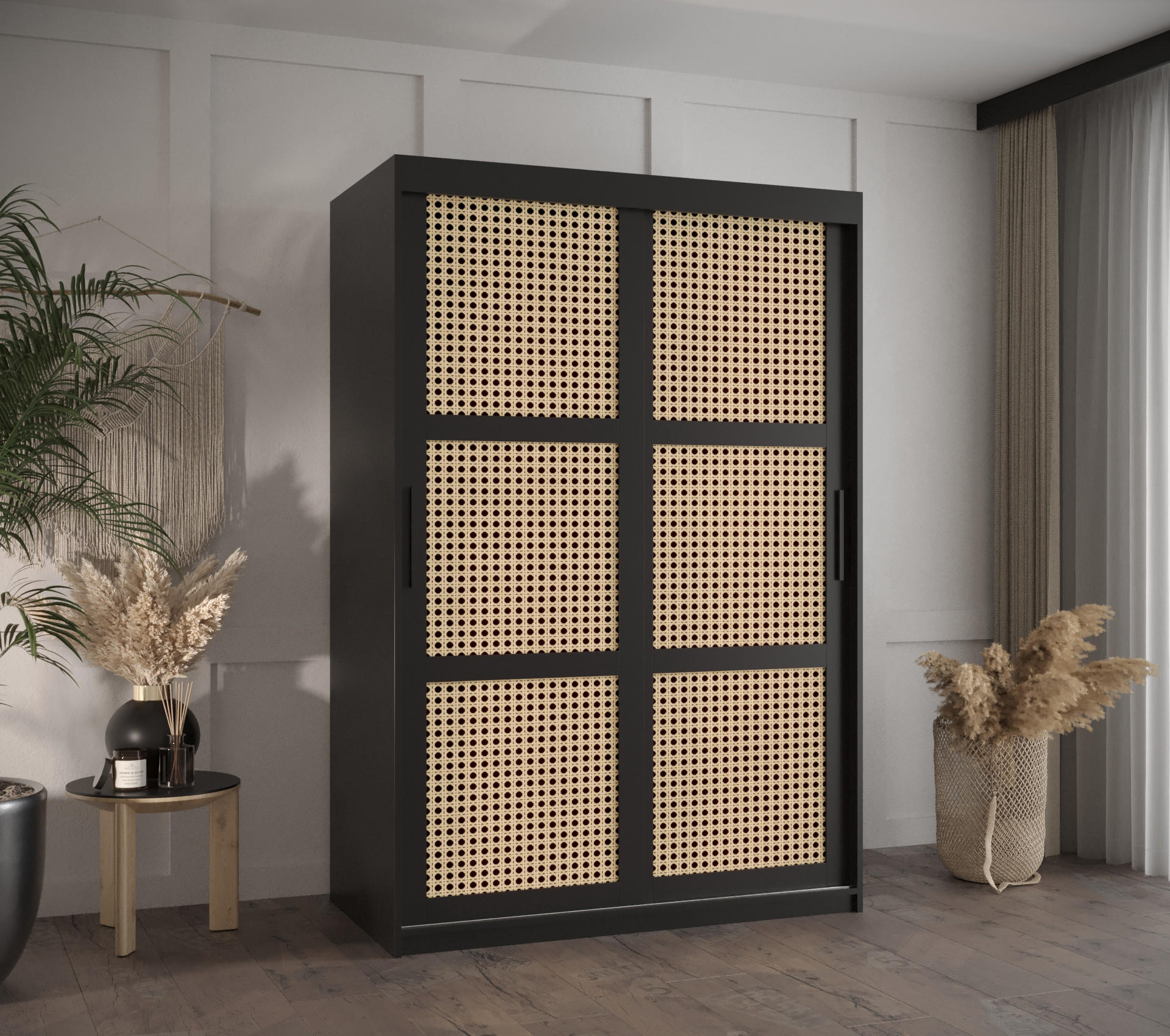 SCHWEBETÜRENSCHRANK 200/120/62 2-türig - Schwarz, Holz/Kunststoff (120/200/62cm) - MÖBEL KRYSPOL