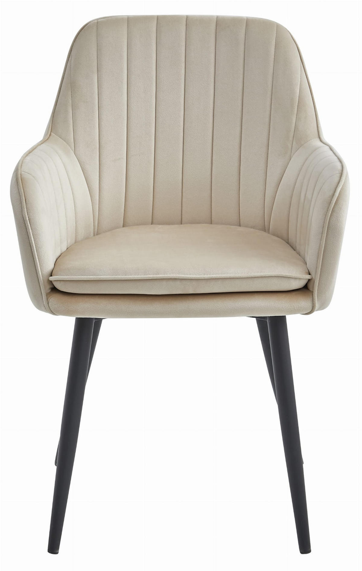 STUHL PRAIANO 6-er Set, Beige, Schwarz, mit Samtstoff gepolstert - Beige, Textil/Metall (58/87/57cm) - Komodee