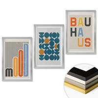 WANDBILDER 3er Set - 40x60 cm Silberner Rahmen - Geometrische Muster im Bauhaus-Stil - Silberfarben, Kunststoff (40/60cm) - ArtPrintCave
