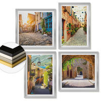 WANDBILDER 4er Set - 50x50 cm & 40x60 cm Silberner Rahmen - Charmante Straßen mit Steinen - Silberfarben, Kunststoff (50/50cm) - ArtPrintCave